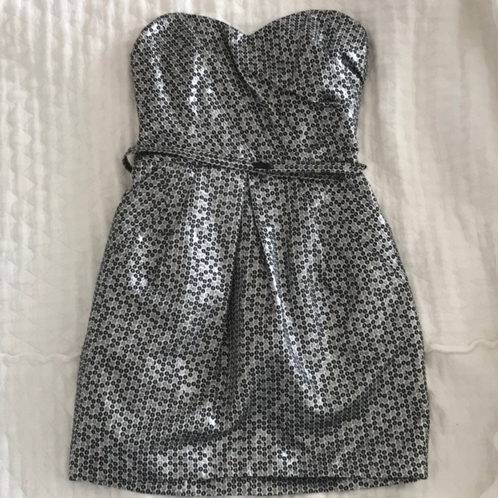 New Strapless Black & Silver Dress size M